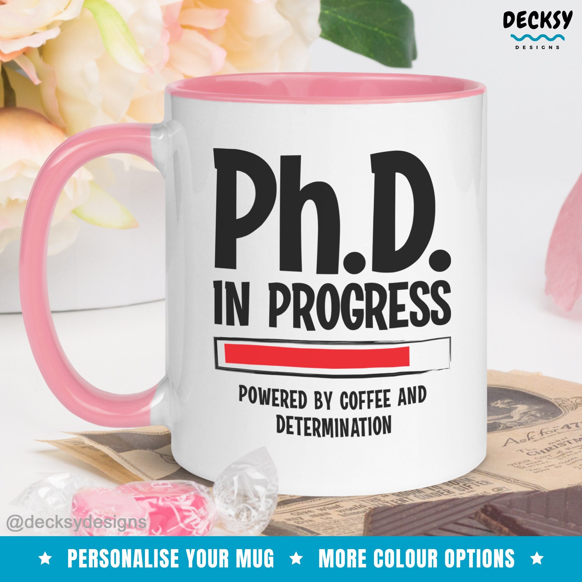 Phd Student Gift, Future Phd Mug, Personalised Phd Graduation Gift, Custom Phd Gifts For Her, Phd Loading, Dr In Progress, Phd Student Gift Mugs by DecksyDesigns