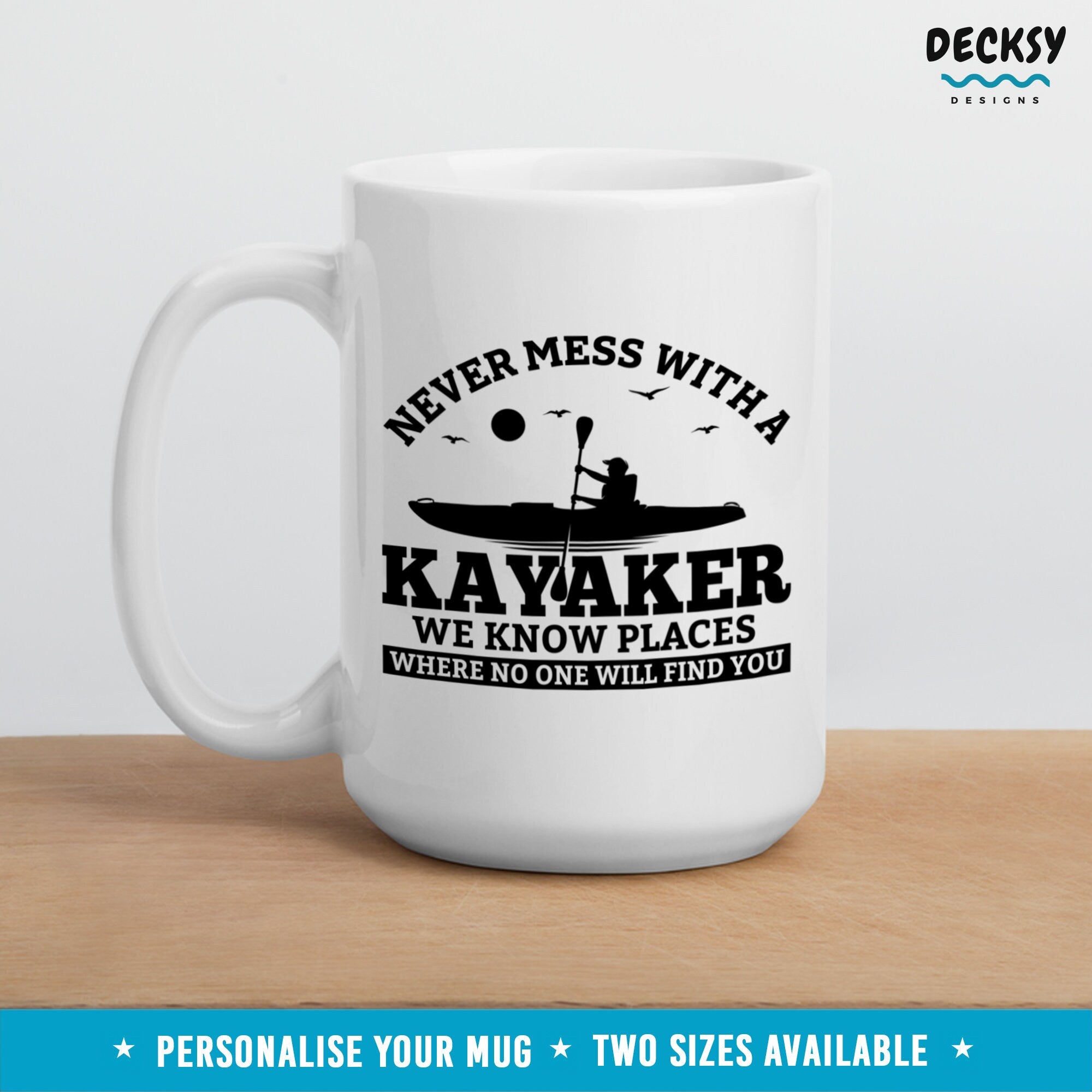 Kayak Coffee Mug, Funny Gift For Paddler, Custom Kayaking Lover Gift, Personalised Adventurer Nature Mug, River Canoe Kayak Paddling Gift Mugs by DecksyDesigns