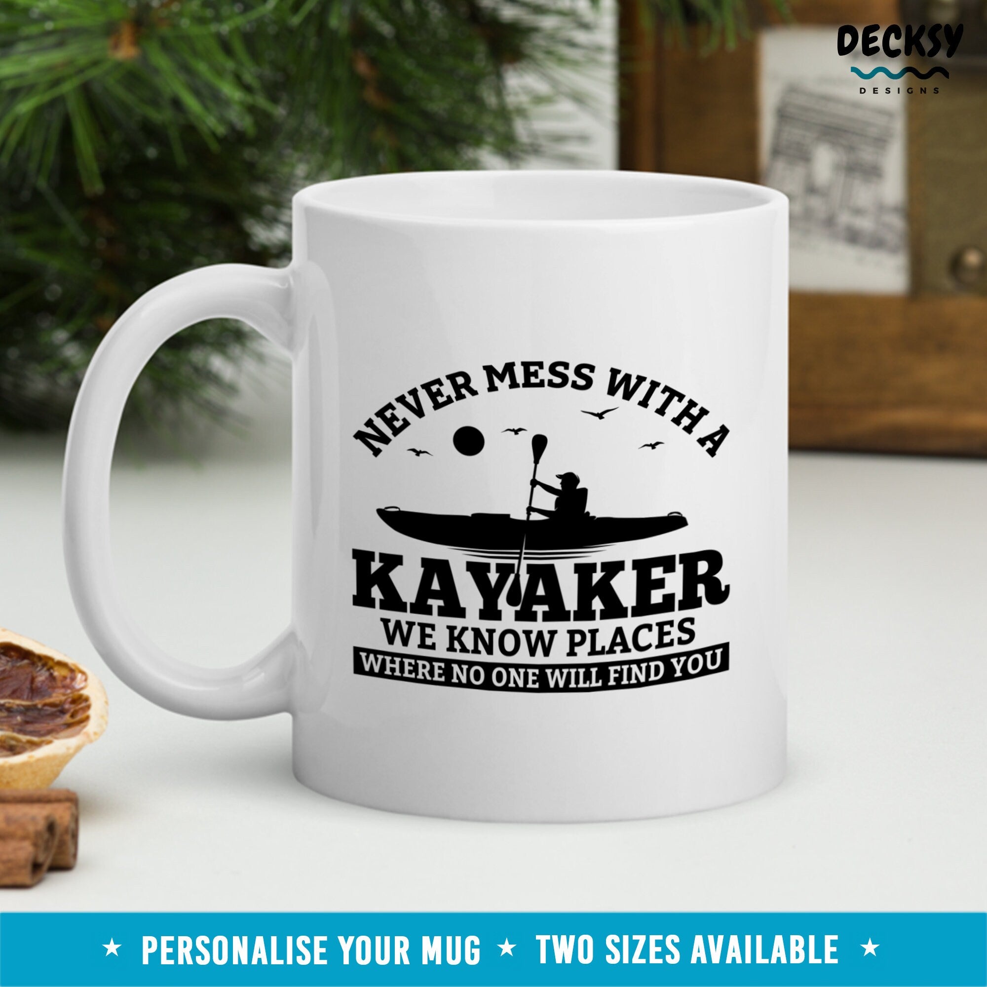 Kayak Coffee Mug, Funny Gift For Paddler, Custom Kayaking Lover Gift, Personalised Adventurer Nature Mug, River Canoe Kayak Paddling Gift Mugs by DecksyDesigns