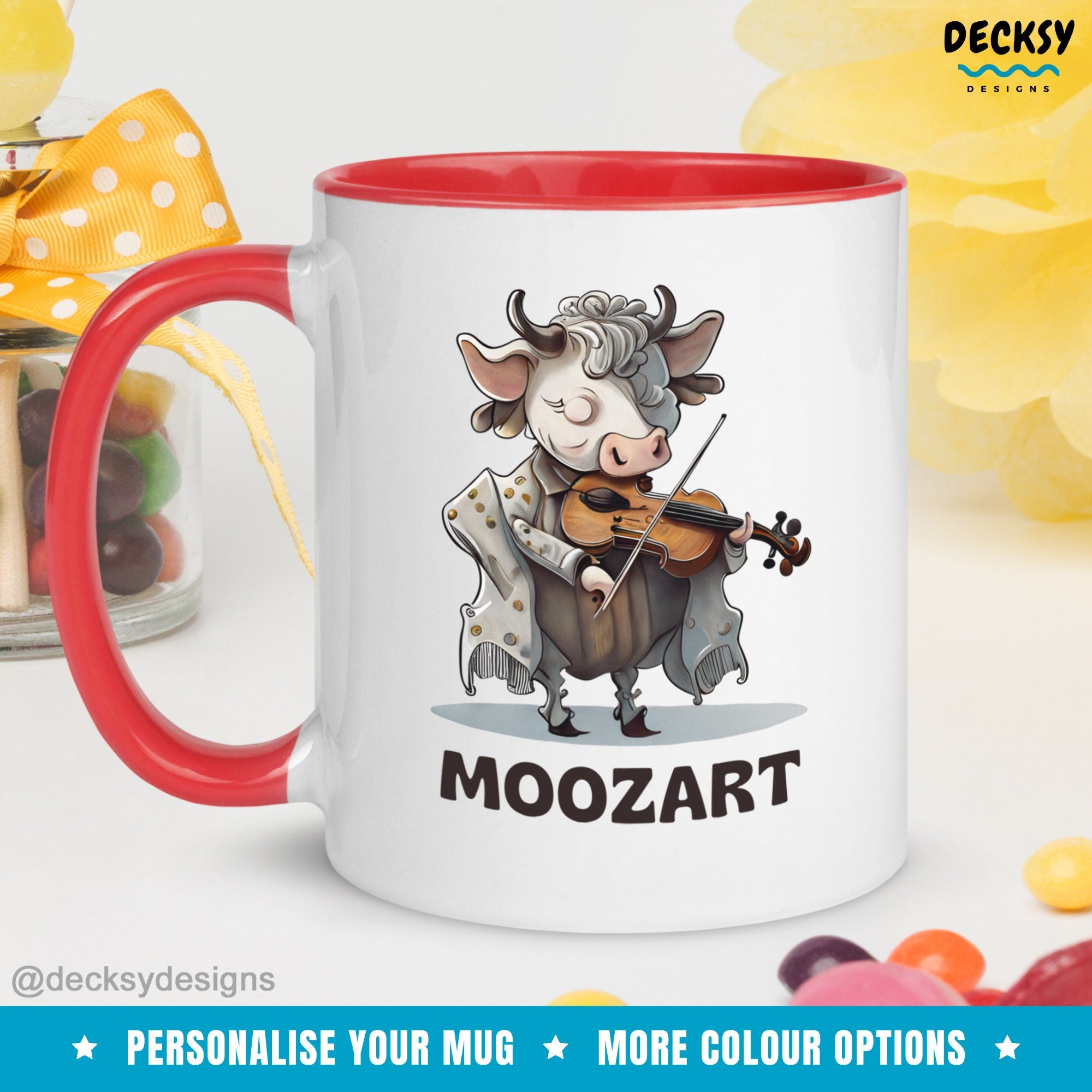 Cute Cow Music Mug, Personalised Musician Gift, Custom Violinist Coffee Mug Violin Player Mug, Classical Music Teacher Mug, Funny Coffee Cup Mugs by DecksyDesigns