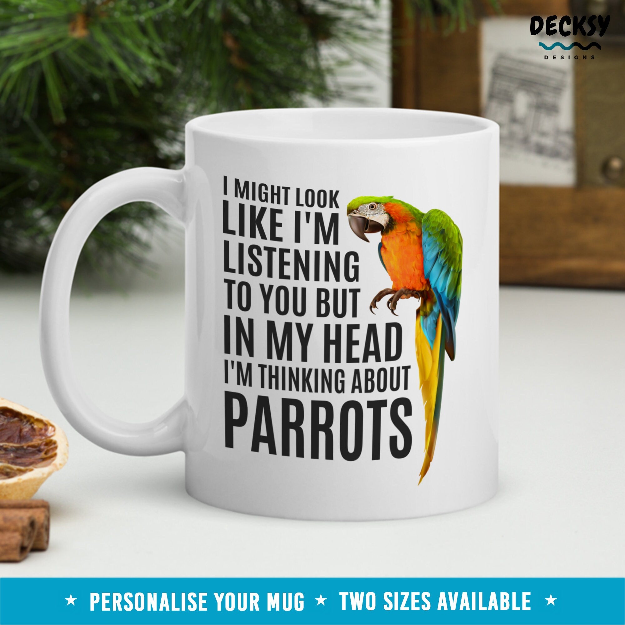 Parrot Coffee Mug, Parrot Owner Gifts, Custom Pet Parrot Mug, Bird Lover Gift, Personalised Gift for Parrot Owner, Funny Parrot Mom Mug Mugs by DecksyDesigns