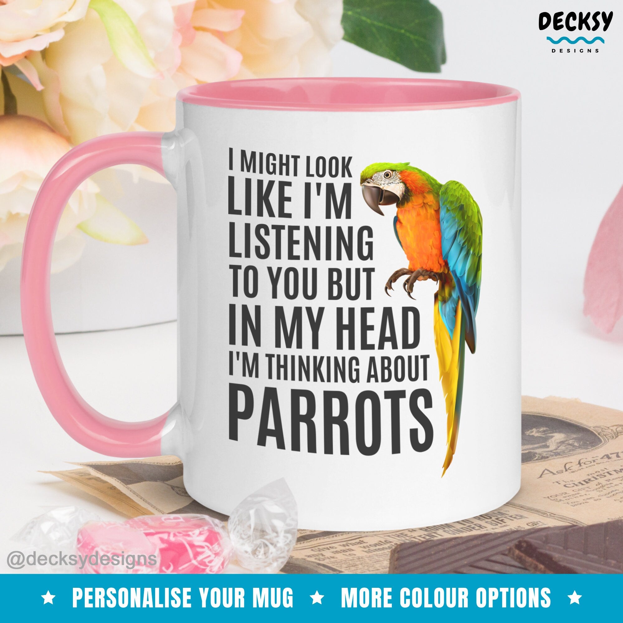 Parrot Coffee Mug, Parrot Owner Gifts, Custom Pet Parrot Mug, Bird Lover Gift, Personalised Gift for Parrot Owner, Funny Parrot Mom Mug Mugs by DecksyDesigns